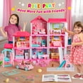 thumbnail image 4 of Freecat 38.5" Dollhouse for Girl, 9 Room, 2 Dolls, Elevator, Car& Furniture Accessories, Toy for Girl 3 4 5 6 7 8+ Year Old Kids, Girls Christmas Toy Gifts.(Pink), 4 of 8