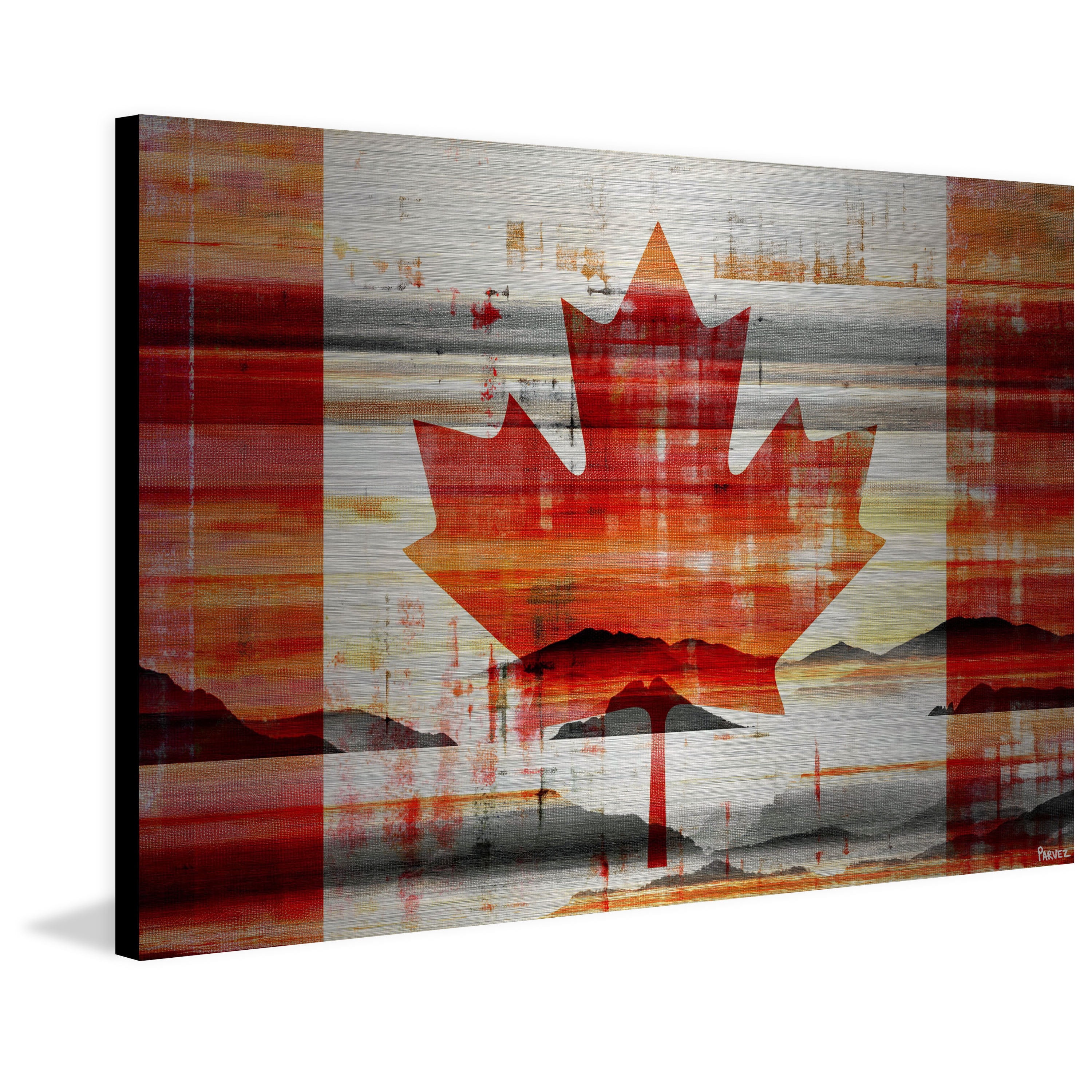 Parvez Taj Pt-Wnpw-38-Al-36 24" x 36" "Canadian Leaf" Art Print On Aluminum