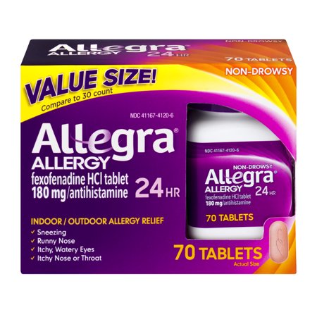 Allegra 24 Hour Allergy Relief Antihistamine Tablets Value Size, 70 (Best Antihistamine For Allergic Asthma)