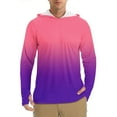 thumbnail image 2 of Txeol Men's Sun Protection Long Sleeve Hoodies Outdoor Rash Guard Fishing Shirts Gradient Color Athletic Pullover with Thumb Hole Weekly Sale,Watermelon Red,XXL, 2 of 5