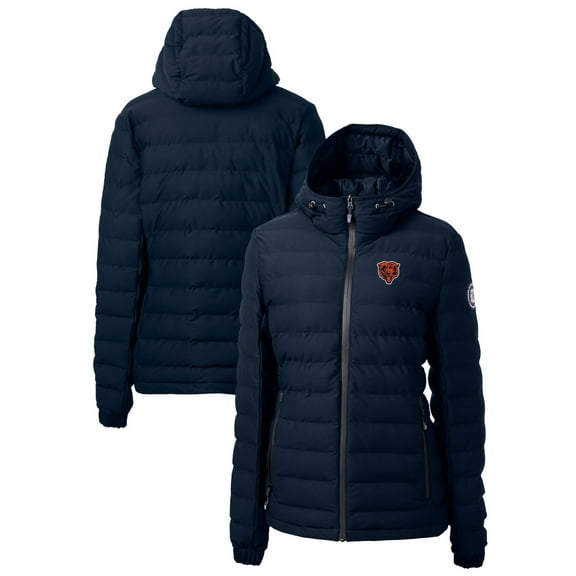 Women's Cutter & Buck Navy Chicago Bears Throwback Logo Mission Ridge Repreve Puffer Full-Zip Jacket