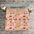 thumbnail image 3 of Ambesonne Dessert Quilted Bedspread Set 3 Pcs, Cupcakes Cookies Donuts, Queen Size, Sand Brown Coral, 3 of 3