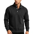 thumbnail image 5 of Fengqque Men’s Classic Quarter Button Stand Collar Sweatshirts Golf Daily office Wear Four Button Placket Long Sleeve Regular Fit Pullover Tops Black XXXL, 5 of 7