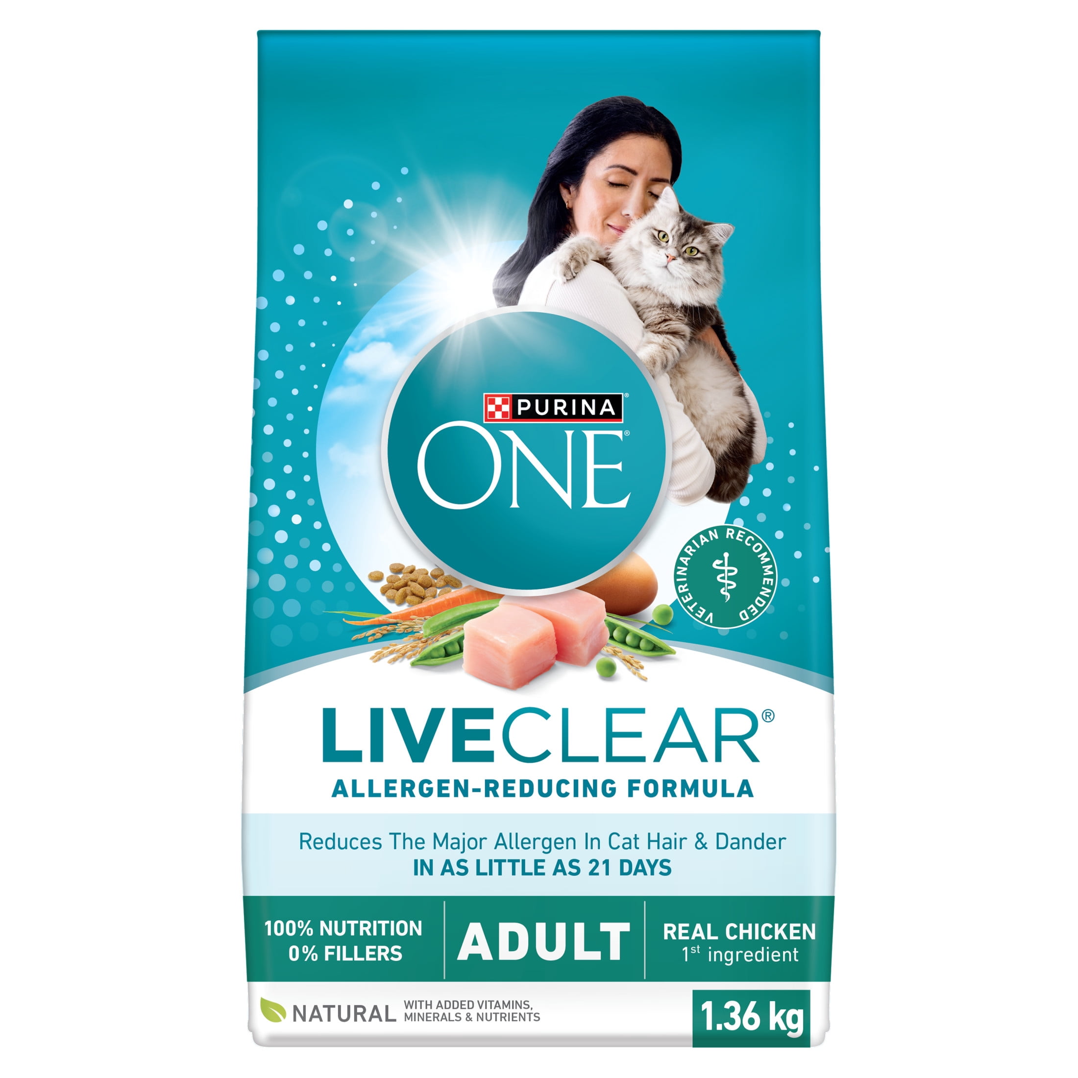 Purina ONE LiveClear Allergen-Reducing Formula With Real Chicken, Dry Cat Food, 1.36 kg