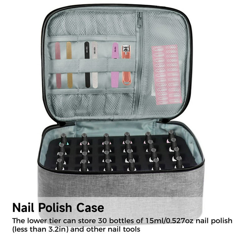 Nail Polish Supply Organizer Storage Case, Fits Nail Dryer Lamp & 30-35  Bottles