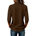 thumbnail image 4 of Women 3/4 Sleeve Collared Button Polo Shirts Solid Color Loose Casual Summer Work Daily Tops M, 4 of 4