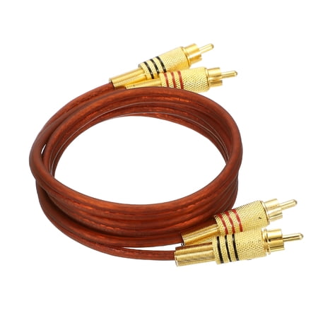 2RCA Male to 2RCA Male Audio Stereo Cable, 3.3 ft RCA Subwoofer Cable with Gold Plated Plugs for Home Theater, HDTV, Amplifiers, Speakers, Red Brown Cable Gold Shell