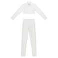 thumbnail image 4 of YiZYiF Kids Girls Sports Set Long Sleeve Crop Top with Sparkly Rhinestones Leggings Gymnastics Suit Tracksuit B White 16, 4 of 6