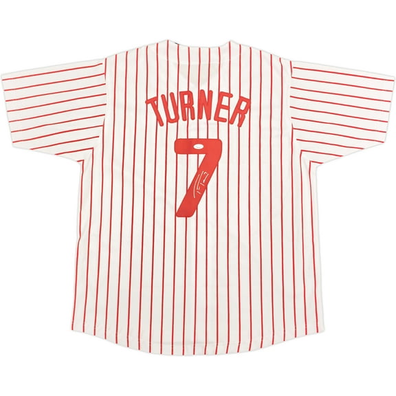 Philadelphia Phillies Trea Turner Autographed White Pinstripes Jersey JSA 234074
