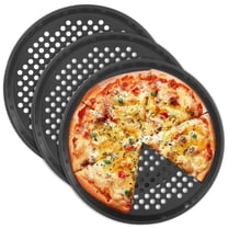 3 Pcs Pizza Pan Set, 12.6 in（32 cm）Round Carbon Steel Pizza Pan With Holes, Non-Stick, Dark Gray, Shallow Baking Tray for Home Kitchen Use