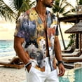 thumbnail image 2 of Uwinwear Linen Cotton Short Sleeve For Men Button Up V Neck Shirts Lightweight Printed Tops Hawaiian Summer Beach Casual Shirts Breathable Casual Wear,Yellow,XL, 2 of 8