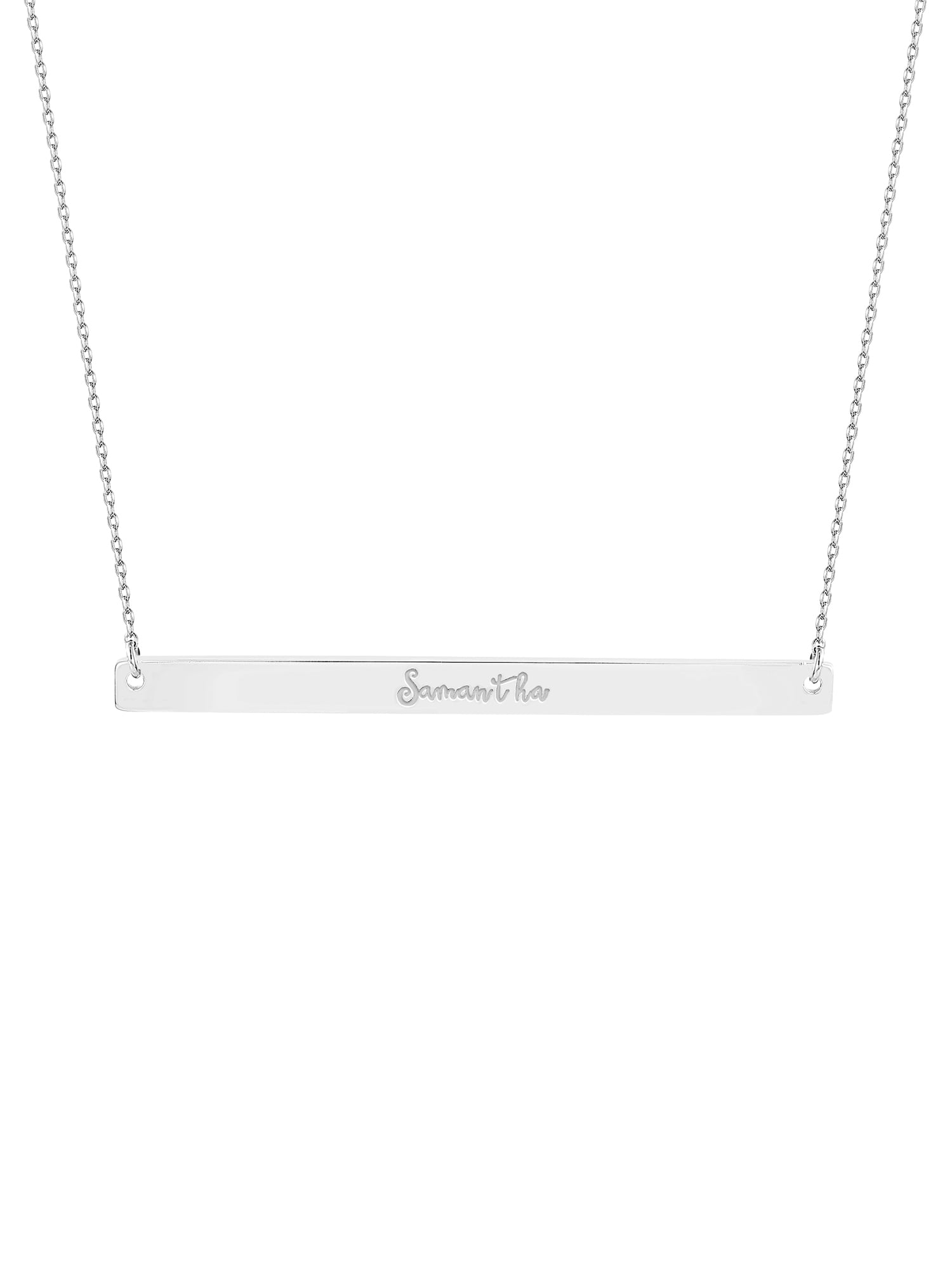 Personalized Planet Sterling Silver Long Bar Name Necklace ,Women's