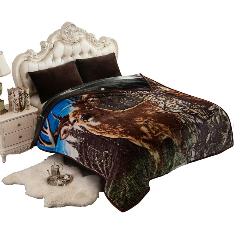 NC Plush Fleece Bed Blanket, Soft, Reversible Warm Blanket Queen 77x87,  Horse u0026 Deer - Walmart.com