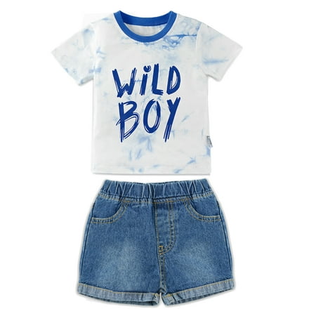 

Mijaja Summer Clearance Toddler Wild Boys Tie Dye Tshirt Denim Shorts Baby Outfits Clothes