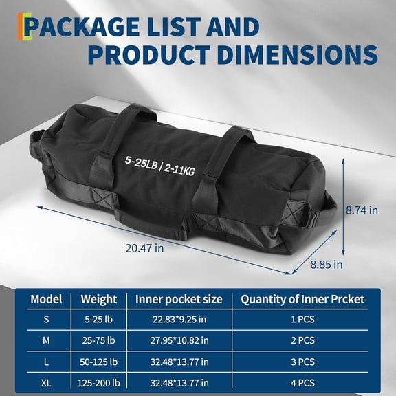 Acekid Adjustable Fitness Sandbags with Handles, Heavy Duty Sand Bags for Weight Training, 5-25 LB (S)