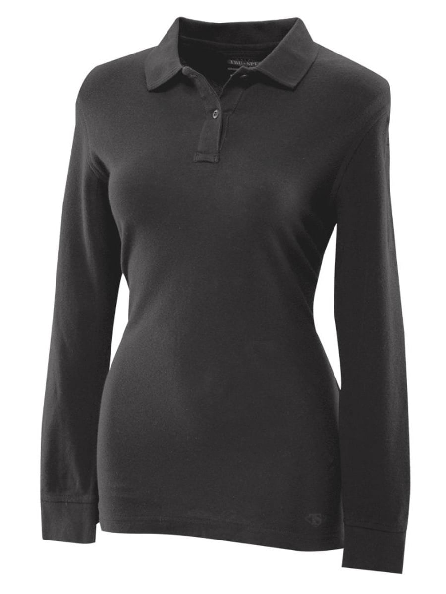 TruSpec 4474 247 Womens Long Sleeve Classic Cotton Polo Shirt, Black