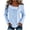 Blue, variant on Women's Spring/Summer Casual Loose-Fit Striped Long-Sleeve Top – Asymmetric Neck & Vertical Stripe Print Blouse