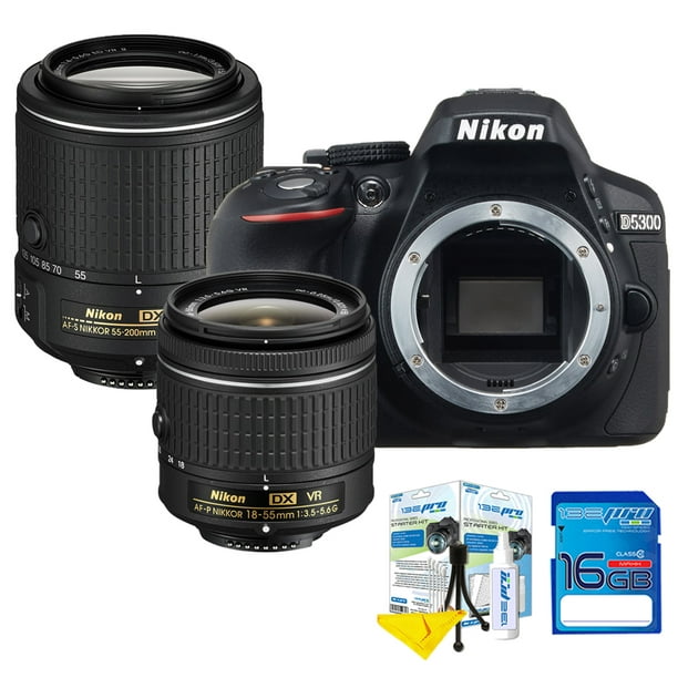 Nikon D5300 DSLR Camera with Nikon AF-P DX NIKKOR 18-55mm VR Lens & AF-S 55-200mm VR II Lens ...