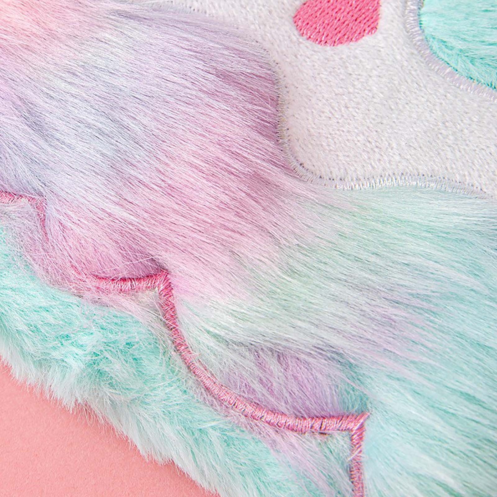 Fluffy Notebook, A5 Notebook Fuzzy Journal Cute Plush Covered Diary Notepad Gradient Colored Writing Drawing Note Taking80 Pages