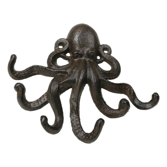 Rustic Cast Iron Nautical Sea Octopus Cthulhu 6 Pegs Tentacles Wall Hook Decor