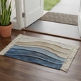 thumbnail image 2 of Area Rug with Tassels 2' x 3', Abstract Coastal Waves Beach Kitchen Runner Rug for Hallway Bedroom Throw Rugs, Vintage Blue Beige Texture Soft Door Mat for Bathroom Entrance Living Room, 2 of 9