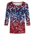 thumbnail image 4 of Tfken Independence Day Women Shirts 250Th Anniversary Sequins 3/4 Sleeve Crewneck Tops For America 4Th Of July Patriotic Female Classic T-Shirts White, 4 of 5