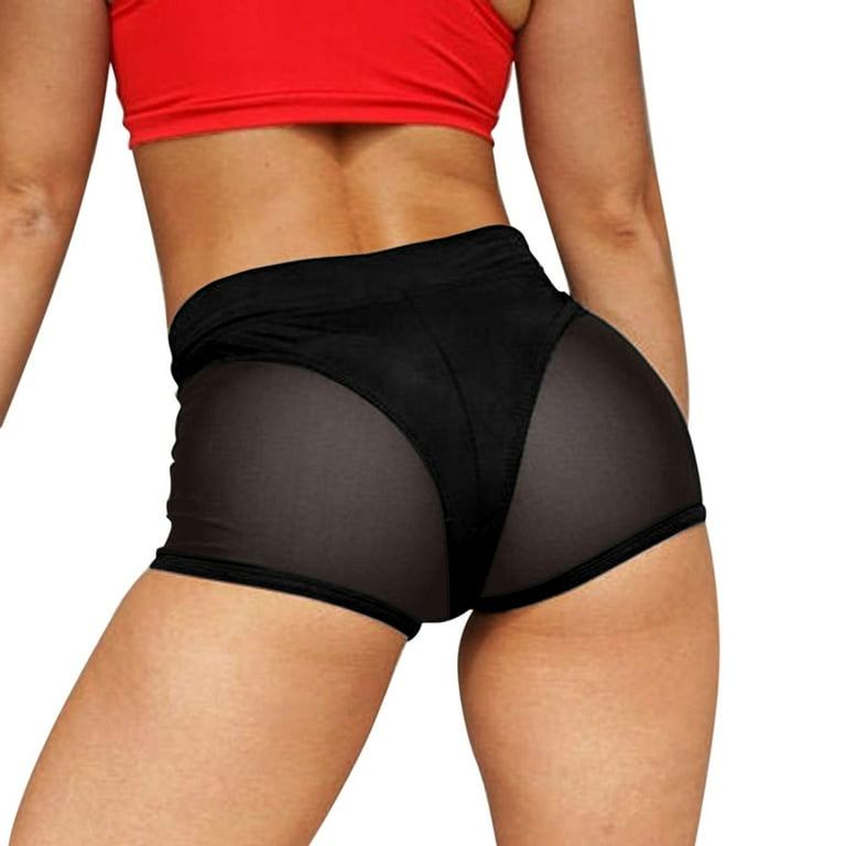 Womens Biker Shorts Sexy Mesh Stitching Tight Stretch Sports Cycling Shorts Black XL Walmart
