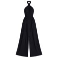 thumbnail image 4 of Aimik Womens Backless Jumpsuits Sleeveless Halter Ruched Waist Wide Leg Jumpsuits Summer Vacation Trendy One Piece Jumpsuit for Women, 4 of 6