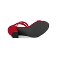 thumbnail image 3 of BLISSFUL STEP Women's Lace Up and Ankle Strap Block Heel Sandals Red 8, 3 of 8