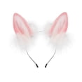 thumbnail image 1 of Diadema con orejas de zorro, decoración para fotos, accesorios de cosplay para juegos de rol, Halloween y actuaciones. Blanco Rosa, 1 of 9