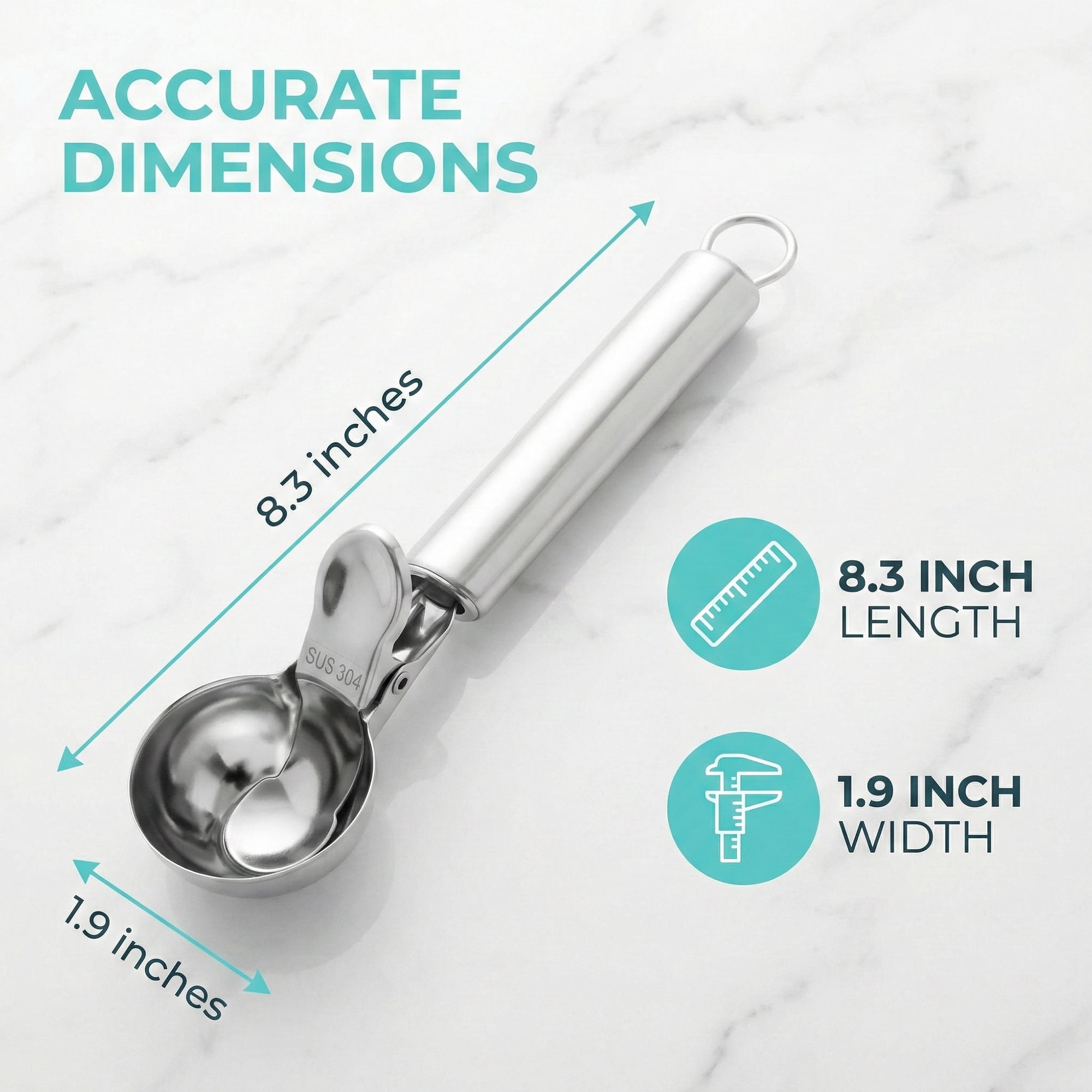 Unique Bargains Stainless Steel Ice Cream Scoop with Handle Silver 8.3in