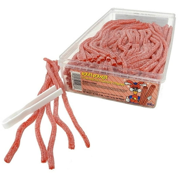 Sour Power Loose Strawberry Candy Straws, (Pack of 200)