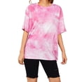 thumbnail image 2 of Lovito Korean Style Oversized T-Shirt for Women Fashion Tie Dye Loose Round Neck Tops Plus Size Short Sleeve Blouse Summer Comfortable Vintage Large Tee, 2 of 5