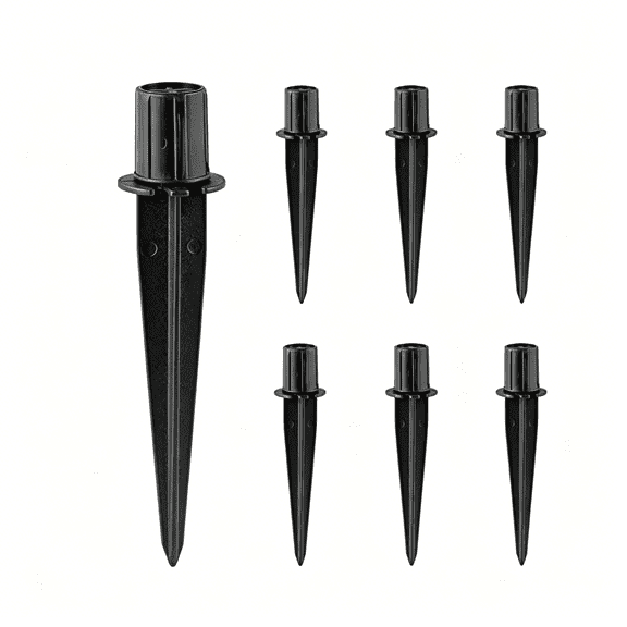 HIBIBUD Metal Solar Light Stakes Replacement 6 Pack - Outdoor Ground Spike for Garden Landscape Pathway Patio Lamps - Fits 3/4" Poles (0.78" Actual), 5-3/8" Long