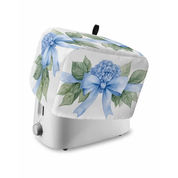 Fsddascl Hydrangea Spring Toaster Cover 2 Slice, Small Kitchen Appliance Covers, Idyllic Flower Floral Bow Plant Leaf Toaster Oven Cover with Loop, Bread Machine Cover Polyester Dust Cover