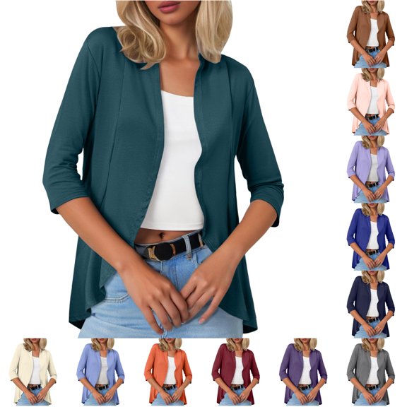Women’s Cardigan for Women Casual Solid Color Three Quarter Sleeve Lightweight Short Coat Category Cardigan Title
