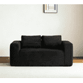 thumbnail image 2 of VEPXXP 63" Corduroy Boneless Cloud Loveseat Sofa, Memory Foam 2-Seater Couch in a Box, Rolled Arms Pillow Back No Assembly Small Sofa for Living Room, Bedroom, Apartment, Black, 2 of 9