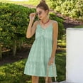 thumbnail image 3 of Women's Sleeveless Button Front Midi Dress with Adjustable Straps - Large, Green, 3 of 6
