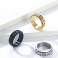 thumbnail image 2 of HIJONES Men's Stainless Steel Unique Hollow Siege Turnable Ring Fidget Band Rings Stress Relieving Anxiety Gift Silver Size 10, 2 of 4