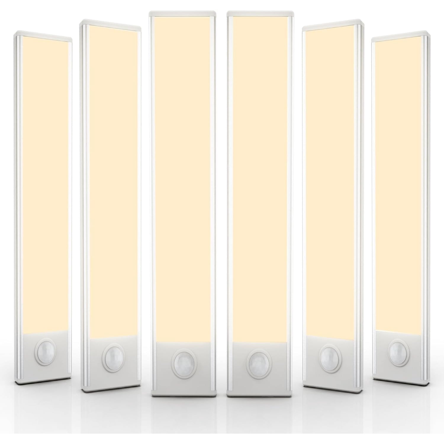 6 Pack Under Cabinet Lights Wireless, 58 LED Motion Sensor Light Indoor Rechargeable Magnetic Closet Lights Battery Operated, Under Counter Lights for Kitchen, Wardrobe, Stairs, Warm Light