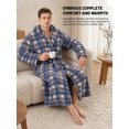 thumbnail image 3 of AMITOFO Long Robes for Men with Hood & Pockets,Soft Plush Full Length Hooded Bathrobe Winter Warm Fleece Sleepwear Shawl Collar Housecoat ,Size L & Gray Navy Plaid, 3 of 7