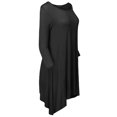 thumbnail image 4 of FashionOutfit Women's Solid Basic Soft Stretch Asymmetrical 3/4 Sleeve Tunic Top, 4 of 5