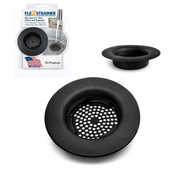 Flex Strainer Kitchen Sink Drain Strainer, BPA-Free Thermoplastic Basket, Fits Standard 3.5 inch Drains and Disposals, Dishwasher Safe