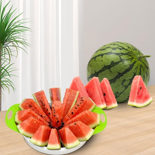 Cortador de sandía grande | Rebanador y descorazonador de melón de acero inoxidable | Diámetro extragrande de 25 cm | Para sandía, melón y piña | Aparato rápido para cortar frutas y verduras en la