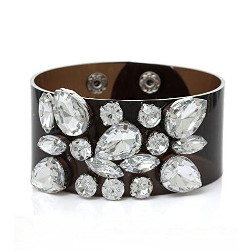 PVC Bracelet with Silver Plated Parts in Black