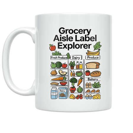 Grocery Aisle Label Explorer - Grocery Enthusiast - 11 oz Ceramic Coffee Mug