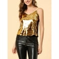 thumbnail image 6 of INSPIRE CHIC Women's Sequin Spaghetti Strap Crop Camisole Tank Tops S Gold Black, 6 of 9