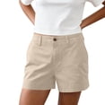 thumbnail image 5 of hoksml Classic Chino Shorts for Women - Mid Rise, Button Closure with Multi-Pockets, 5 of 8