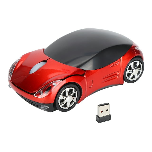 Souris d'Ordinateur, Intelligent Économie d'Énergie Automatique Sommeil Rouge Voiture en Forme de Souris Sans Fil avec Récepteur USB pour Ordinateurs de Bureau pour Ordinateurs Portables