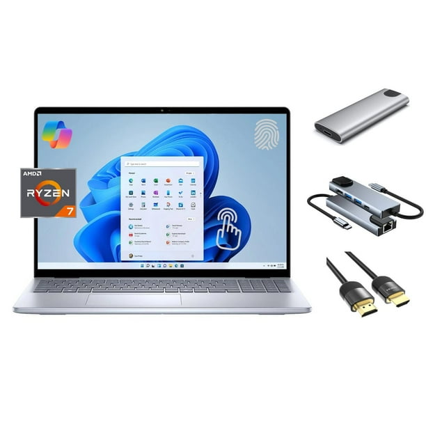 Dell Inspiron 16 Touch Copilot+ PC Laptop, 16" WUXGA, 8-Core AMD Ryzen 7 8840U, 32GB RAM, 2TB SSD + 256GB Portable SSD, Win 11